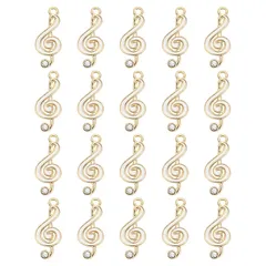 【新品】 [uxcell] エナメル音楽テーマのペンダント 音符型装飾 20個セット 9 x 21mm 亜鉛合金製 ネックレス イヤリング DIY オーナメント ハンドメイド 手作り 工芸品 ホワイト 1