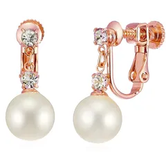 【新品】 [ジュエリーショップエム] 日本製 直結 ストーン 貝パール 真珠 8ミリ シンプル イヤリング ねじ式 金属アレルギー対応 ピンクゴールド e0132 E 8mm PG