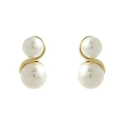 【新品】 [ヴァンテーヌ] VINGTAINE ダブル パール ウェーブ ピアス イヤリング 結婚式 二次会 P1305 (ゴールド/ピアス)