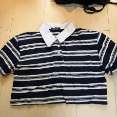 レディース ボーダー柄 クロップド 半袖Tシャツ 2枚