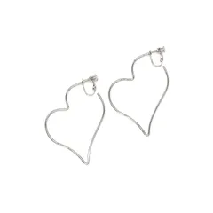 【新品】 [ジュエリーショップエム] レディース イヤリング オープンハート ねじ式 シンプル フープ モチーフ 日本製 シルバー p0234 E R Mサイズ 1