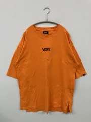 VANS バンズ Tシャツ/カットソー L オレンジ 無地 前面プリント ブランドロゴ ミドル丈 半袖 クルーネック(丸首)