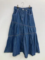 earth music&ecology アースミュージックアンドエコロジー デニムスカート F ブルー ロング・マキシ丈 ティアード ウエストゴム・紐