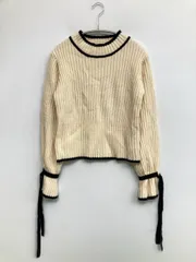 titty&Co. ティティーアンドコー ニット/セーター F アイボリー ニット 無地 リボン ミドル丈 長袖 タートルネック/ハイネック