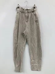 ZARA ザラ デニムパンツ EUR 34/USA 2/MEX 24 ベージュ ハイウエスト テーパード ワイド・ルーズ 無地 フルレングス ウエストゴム・紐