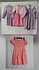 女の子 ONE PIECE 4着 まとめ (花柄/CHECK/ピンク) 120 130