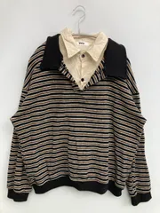 yolo ヨロ その他トップス ブラック ナイロン ボーダー柄