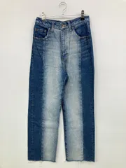 JEANASIS ジーナシス デニムパンツ S ブルー クロップド・半端丈 無地 スタンダード ストレート ヴィンテージ クラッシュ・ダメージ