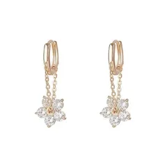 【新品】 CHERRY Knot フラワーフープピアス イヤリング ジルコニア レディース 人気 桜 揺れる 14kメッキ かわいい 花 ピアス フラワーピアス レディース 人気 (フープピアス) 0