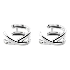 【新品】 TALONIA イヤリングピアス レディース シルバー925 イヤーカフ 金属アレルギー対応 つけっぱなし ジルコニア フェイクピアス シンプル 可愛い 軟骨 x型ピアス 誕生日 お祝いの日 プレゼント シルバー