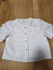 アイボリー レース 半袖 カーディガン