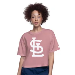 スターター レディース トップス Tシャツ クロップド Womenstarter Pink St Louis Cardinals Play the Ball Boxy Cropped TShirt Cのサムネイル