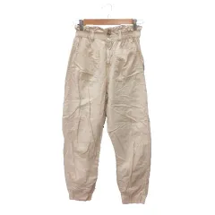 ザラ ZARA ジョガーパンツ 麻混 リネン混 32 ライトベージュ /MS