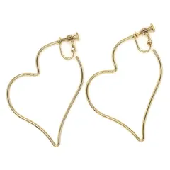 【新品】 [ジュエリーショップエム] レディース イヤリング オープンハート ねじ式 シンプル フープ モチーフ 日本製 ゴールド p0234 E G Mサイズ 1