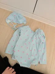 ドット ライトブルー 女の子 水着