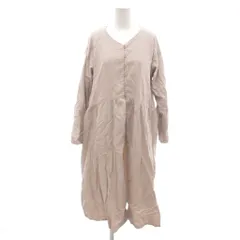 サマンサ モスモス Samansa Mos2 ワンピース 麻 フリー 薄紫 ライトパープル ひざ丈 Vネック 前ボタン 長袖 /SJ ■GY58