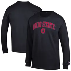 チャンピオン メンズ トップス Tシャツ ロゴ MensChampion Black Ohio State Buckeyes Arch Over Logo Long Sleeve TShirt Osu Black ブラック
