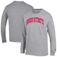 チャンピオン メンズ トップス Tシャツ Mens Champion Heather Gray Ohio State Buckeyes Basic Arch Long Sleeve TShirt Osu Grey グレー