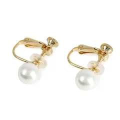 【新品】 [クレインズコレクション] 日本製 磨き貝パール イヤリング 選べるカラー 天然 花珠級 真珠 シリコンパッド ケース付 ロゴ入りミニ巾着 5年 冠婚葬祭 (ホワイト×ゴールド, E10mm) 1