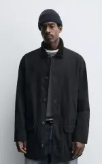 ザラ コンビネック デニム トレンチ コート