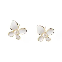 【新品】 TALONIA ピアス つけっぱなし 可能 セカンドピアス レディース 925シルバー 金属アレルギー対応 小さめ 花 蝶 モチーフ 可愛い 白 ジルコン プラチナ色 メッキ 日常 ギフト プレゼント