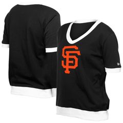 뉴 엘라 여성 탑스 티셔츠 V 넥 Womens New Era Black San Francisco Giants Game Day Rhinestone VNeck TShir