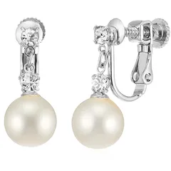 【新品】 [ジュエリーショップエム] 日本製 直結 ストーン 貝パール 真珠 8ミリ シンプル イヤリング ねじ式 金属アレルギー対応 レディース シルバー e0132 E 8mm R