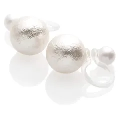 【新品】 [R-days代官山] 金属アレルギー対応 イヤリング コットンパール 樹脂 ノンホールピアス ピアス風イヤリング 痛くない 軽い レディース フォーマル シンプル 大きめ パール 卒業式 入学式 結婚式 日本製 (ホワイト ／ 8mm)