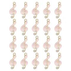 【新品】 [uxcell] エナメル音楽テーマのペンダント 音符型装飾 20個セット 9 x 21mm 亜鉛合金製 ネックレス イヤリング DIY オーナメント ハンドメイド 手作り 工芸品 ピンク 1