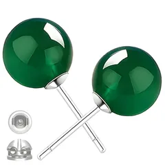 【新品】 イヤリング バイノーラル 2点セット ビンテージ風 ヘタン玉 ピアス シルバーメッキ 銅ベース レトロ エレガント 耳飾り 女性 ギフト (ほうれん草グリーン) 1