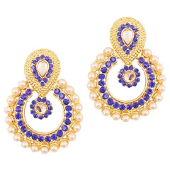 【新品】 Touchstone インディアン ボリウッド チャンドバリ ムーン クンダン ポルキ ルック ラインストーン ロング ブライダル デザイナー ジュエリー シャンデリア イヤリング 女性用 ゴールドトーン, ラインストーン。, 宝石なし 0