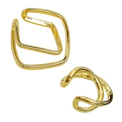 【新品】 MILASIC イヤーカフ 2個セット 大小 サイズ違い ゴールド 片耳用 シンプル イヤカフ イヤリング おしゃれアイテム かわいい 大人 ギフト 母の日 クロスデザイン 痛くない レディース ギフト 片耳 ゴールド シルバー 上品 アクセサリ 0