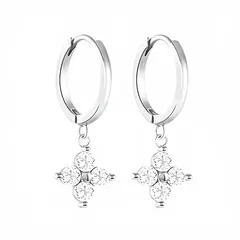 【新品】 TALONIA フープピアス レディース つけっぱなし 金属アレルギー対応 S925シルバー ニッケルフリー 安心 両耳用 ジルコニア 星 揺れる ピアス 可愛い シンプル エレガント 日常 プレゼント 誕生日 セカンドピアス