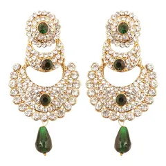 【新品】 Touchstone インディアン ボリウッド チャンド バリ ハーフムーン 三日月 ラインストーン デザイナー ジュエリー シャンデリア イヤリング 女性用, ラインストーン。, 宝石なし 1