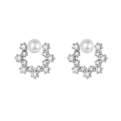 【新品】 TALONIA ピアスレディース ピアス 金属アレルギー対応 つけっぱなし パール ジルコニア 全体S925シルバー プラチナメッキ 真珠 人気 記念日 贈り物