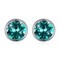 【新品】 Rockyu ジュエリー 人気 ブランド ピアス レディース シルバー925 スタンドピアス おしゃれ 円丸 おしゃれ 水晶 クリスタル ブルー ハワイアンジュエリー