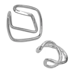 【新品】 MILASIC イヤーカフ 2個セット 大小 サイズ違い シルバー 片耳用 シンプル イヤカフ イヤリング おしゃれアイテム かわいい 大人 ギフト 母の日 クロスデザイン 痛くない レディース ギフト 片耳 ゴールド シルバー 上品 アクセサリ 0