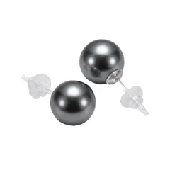 【新品】 [クレインズコレクション] 日本製 花珠級 真珠 磨き貝パール ピアス イヤリング 樹脂 ノンホール 金属アレルギー対応 ホワイト グレー ブラック プレゼント 一粒 冠婚葬祭 日本製 自社生産 5点セット (グレー×ピアス, 10mm,JP-G 0