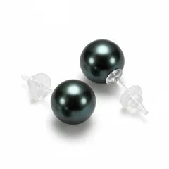 【新品】 [クレインズコレクション] 日本製 花珠級 真珠 磨き貝パール ピアス イヤリング 樹脂 ノンホール 金属アレルギー対応 ホワイト グレー ブラック プレゼント 一粒 冠婚葬祭 日本製 自社生産 5点セット (ブラックグリーン×ピアス, 10mm 0