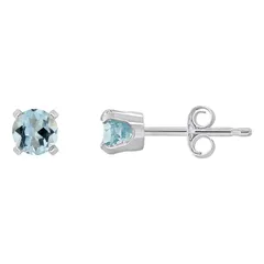Celebration Gems レディース アクセサリー ピアス・イヤリング Celebration Gems 14k White Gold Round Gemstone Stud Earrings Aquamarine ホワイト