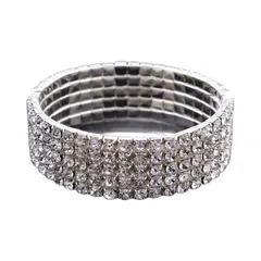 【新品】 [Torata] ラインストーン ヘアアクセサリー セット, キラキラ ヘアバンド, イヤリング, パーティー・結婚式・ダンス用, シルバー (5連ブレスレット) 1