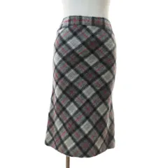 クミキョク 組曲 KUMIKYOKU 美品 チェック柄 ロング マーメイド スカート ウール S2 グレー 0114