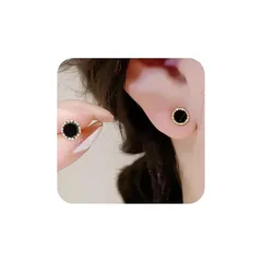 【新品】 S925 ピアス レディース 丸い ピアス ブラック ジルコニア 黒 ゴールド 金メッキ 金属アレルギー対応 つけっぱなし 小さめ シンプル おしゃれ 誕生日プレゼント ギフト