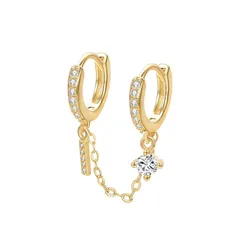 【新品】 JOLCHIF 金アレルギー対応ピアス 2連 金属アレルギー対応 片耳ピアス 吊るしリングピアス 二連 チェーン ピアス リング ジュエリー プレゼント