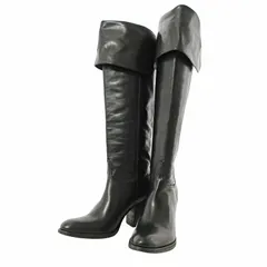 サルトル SARTORE 美品 オールレザー ロングブーツ チャンキーヒール 35 22cm ブラック 黒 0729 IBO78