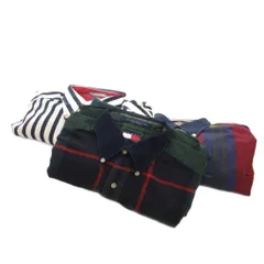 トミーヒルフィガー TOMMY HILFIGER 90s ヴィンテージ BDシャツ ボタンダウン 長袖 オーバーサイズ ストライプ M-L 緑 グリーン 赤 レッド 白 ホワイト /FF IBO80