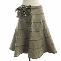 トゥービーシック TO BE CHIC デニムスカート ひざ丈 フレア リボン ビジュー 42 グレー UFF97-608-08 /EE