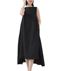 [グリーンパキラ] 在庫限り ノースリーブ ワンピース ロング マキシ丈 夏 aラインワンピース サマードレス レディース 春 リゾート 夏服 カジュアル 旅行 オフィス きれいめ 森ガール 体型カバー 着痩せ おしゃれ  [ブラック] [Free Size]