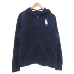ポロ ラルフローレン POLO RALPH LAUREN パーカー ミドル ハーフ丈 ジップアップ ロゴ刺繍 XL/TG(18-20) 紺 ネイビー /ML ■ECD001