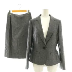 ランバン LANVIN COLLECTION スーツ セットアップ テーラードジャケット スカート ひざ丈 38 ブラック ホワイト /DF ■ECD001
